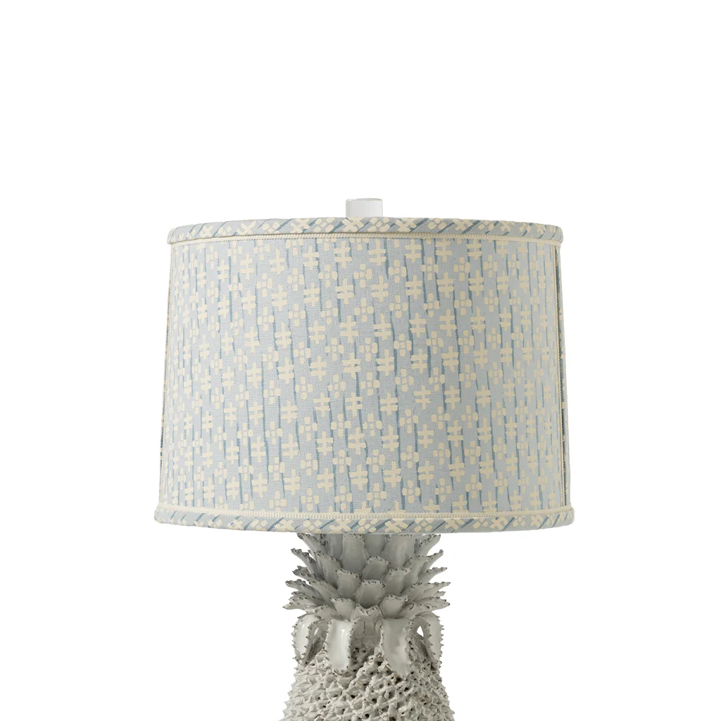 Ceramic Pineapple Lamp with Custom Ocean Blue Shade - Image 3