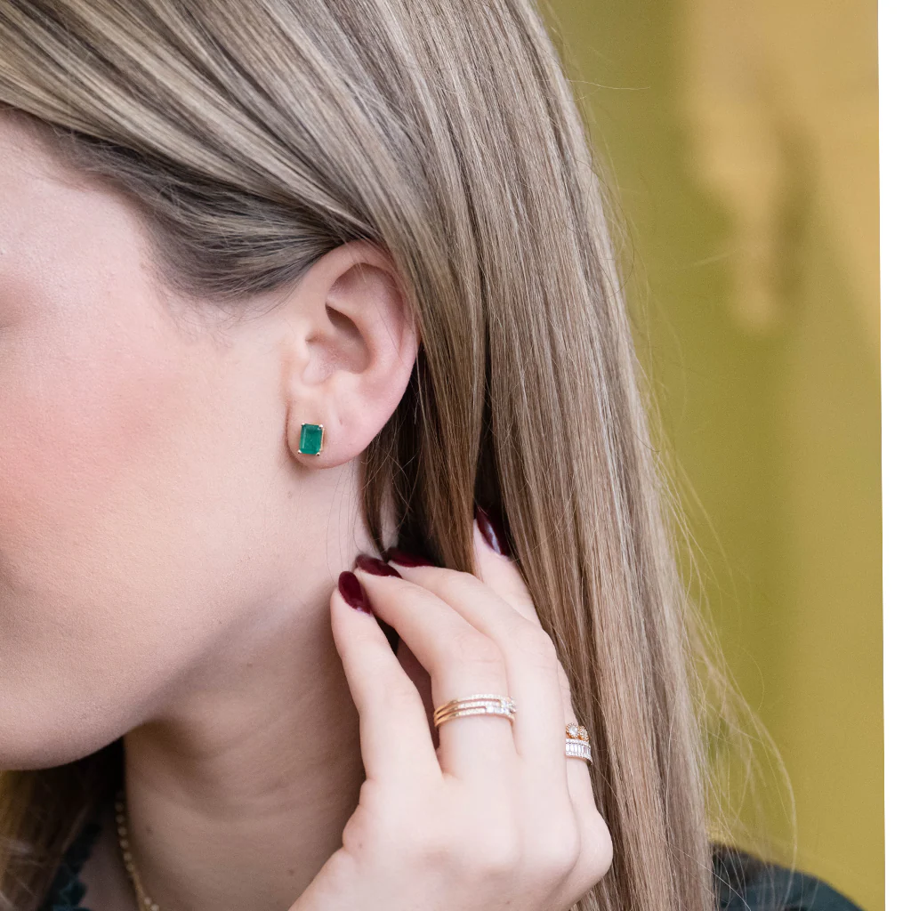 Emerald Cut Emerald Earrings - Image 3