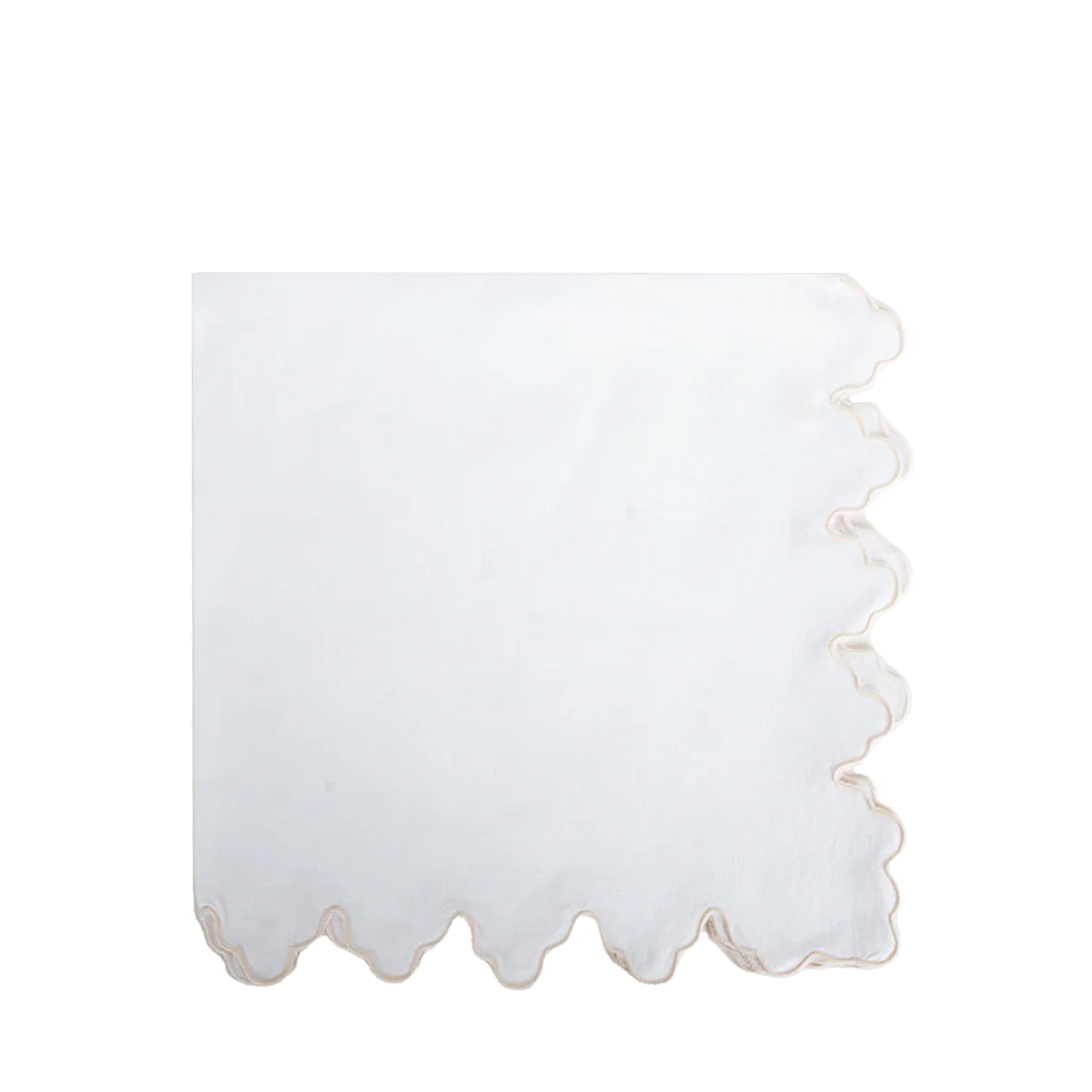 Notched Linen Napkin, Cream - Image 4