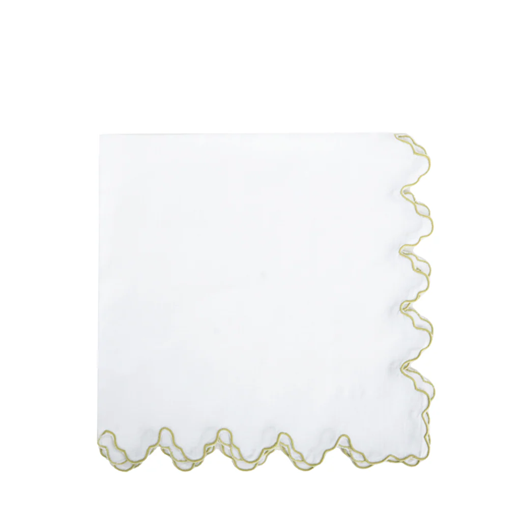 Notched Linen Napkin, Green - Image 6