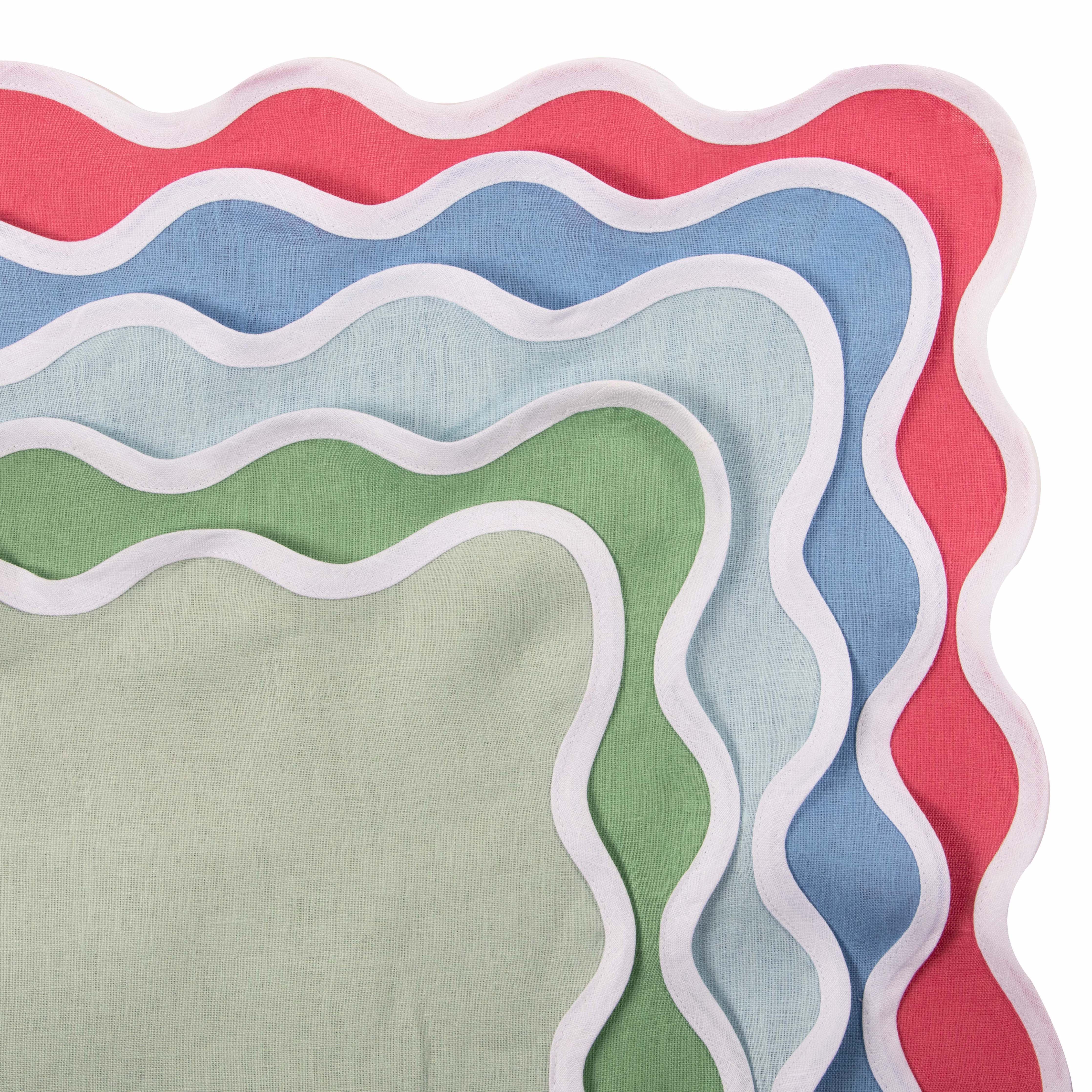 Scalloped Linen Napkin, Sage - Image 3