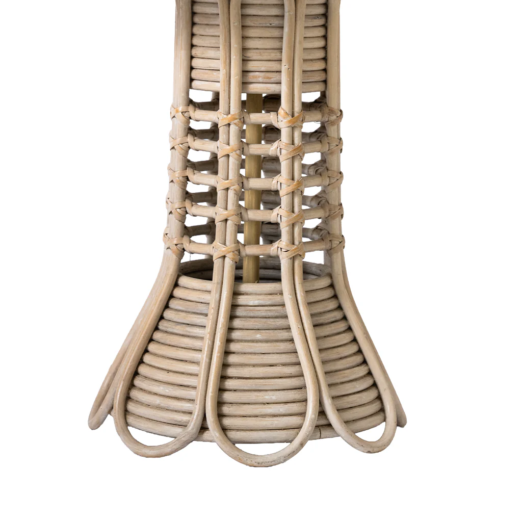 Vintage Palm Beach Pencil Reed Rattan Lamp with Custom Shade - Image 3