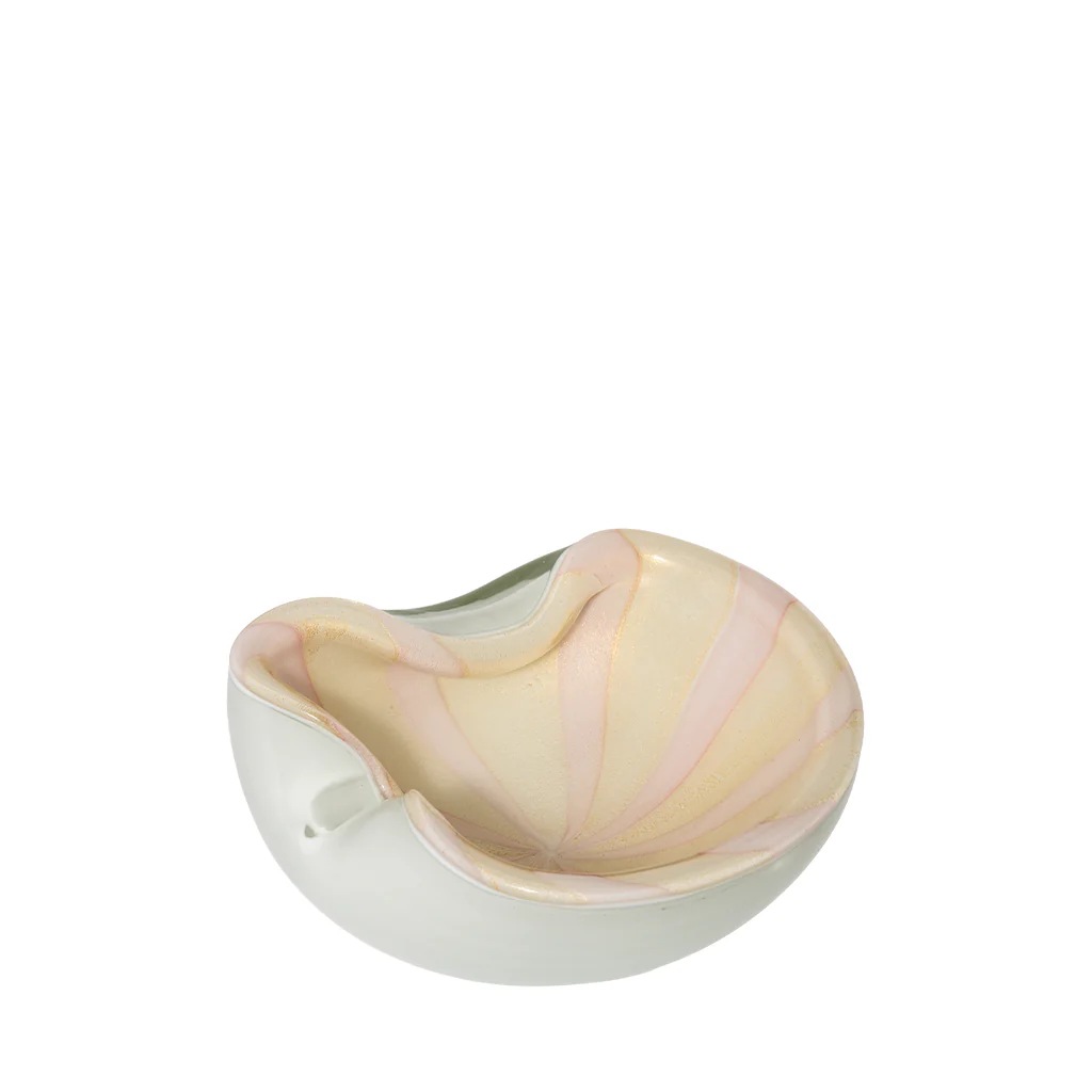 Vintage Pink Pinwheel Stripe Murano Bowl - Image 3